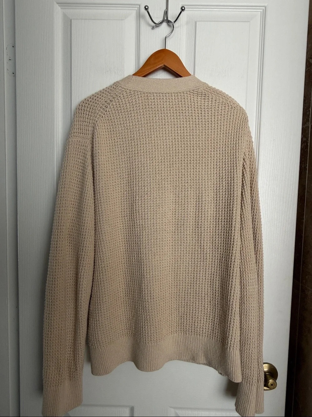 BR - Banana Republic Men's Beige Waffle-Knit Cardigan